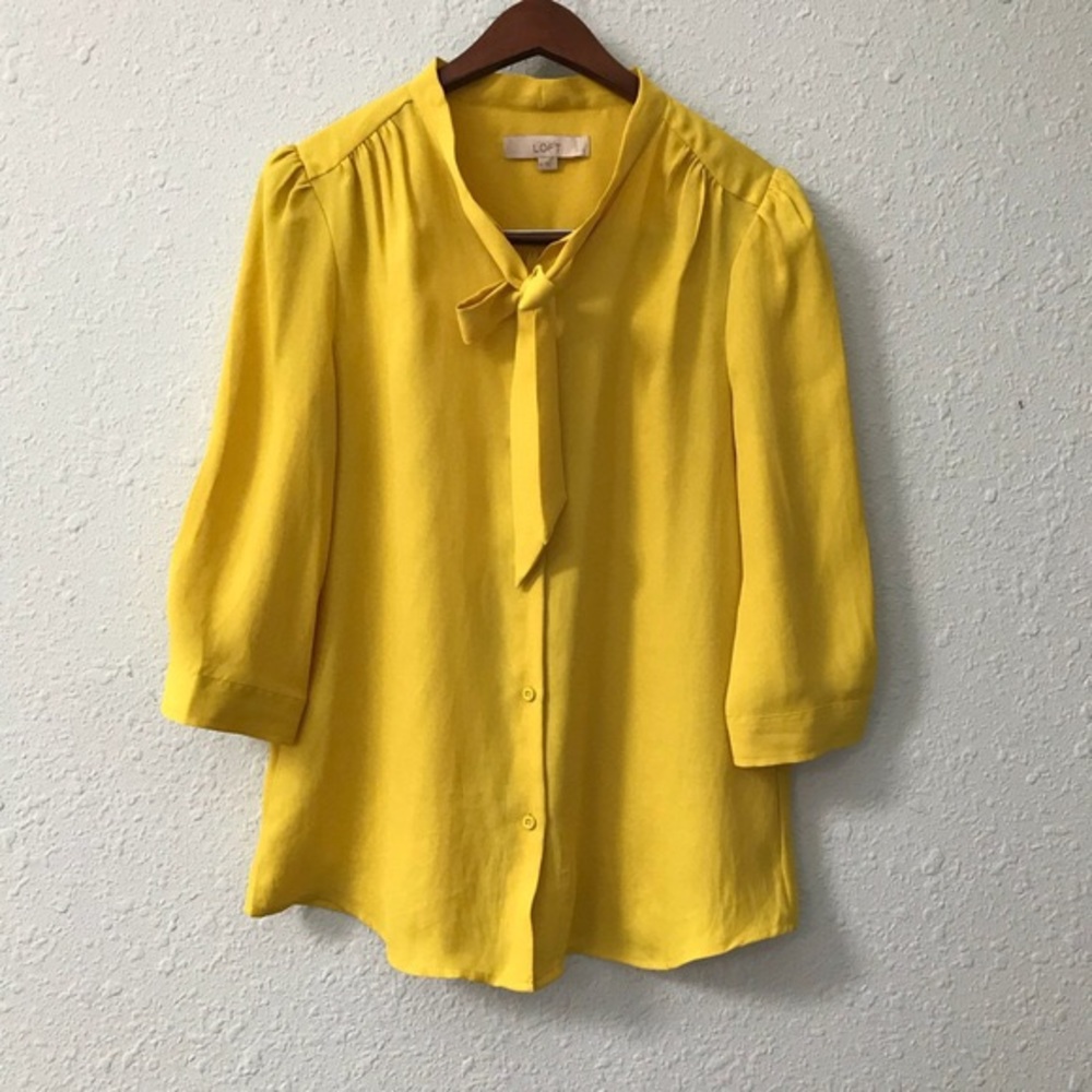 LOFT Secretary Tie Blouse - 3/4 sleeve size M